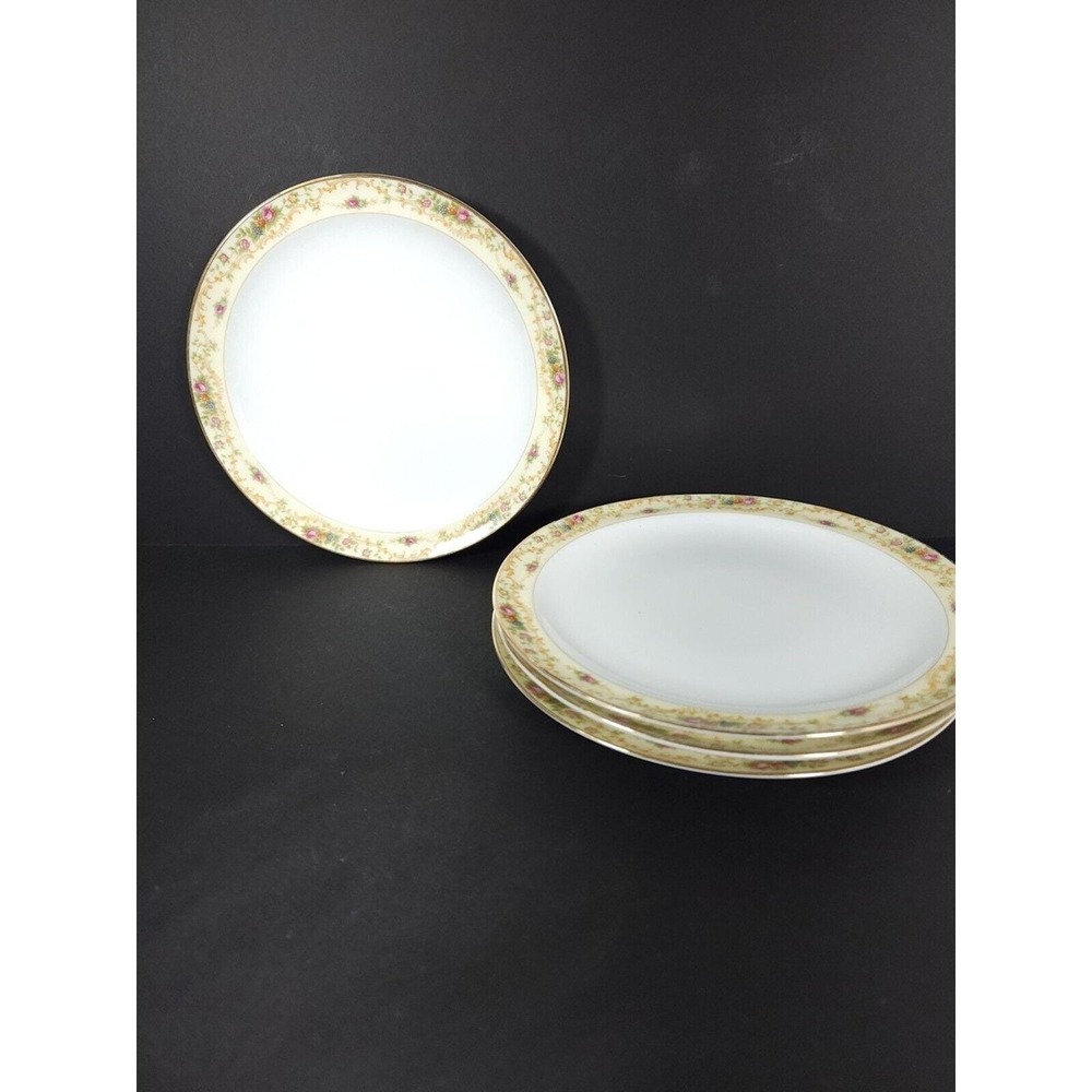 Meito China The Windsor Shape 6 1/2" Bread Plate 22 Kt Gold Vintage Set of 4